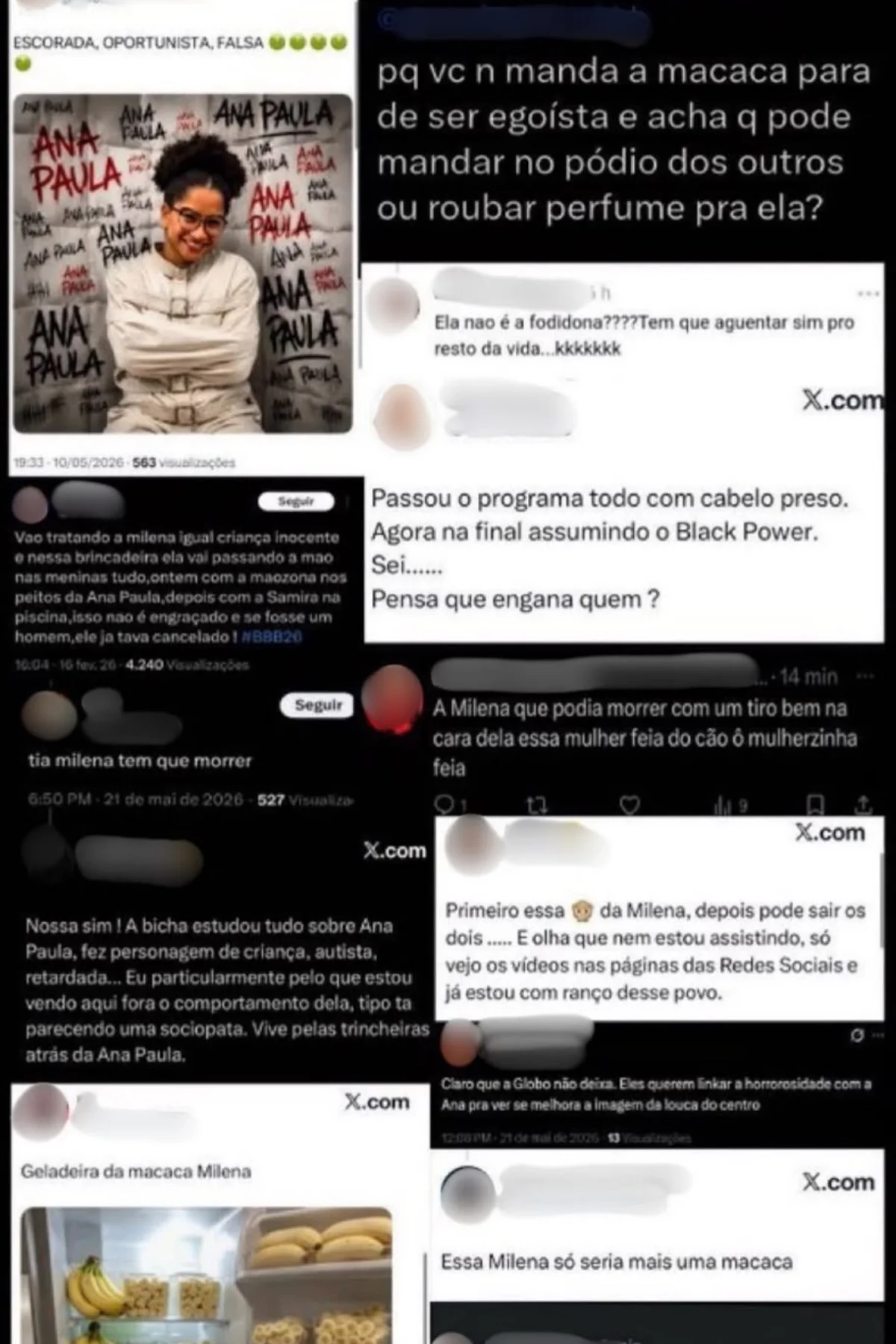 Tia Milena expôs ataques racistas. Tia Milena expôs ataques racistas.