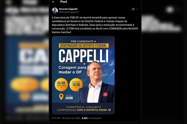 Candidato a governador, Cappelli usa mesmo slogan do GDF nas redes sociais - destaque galeria