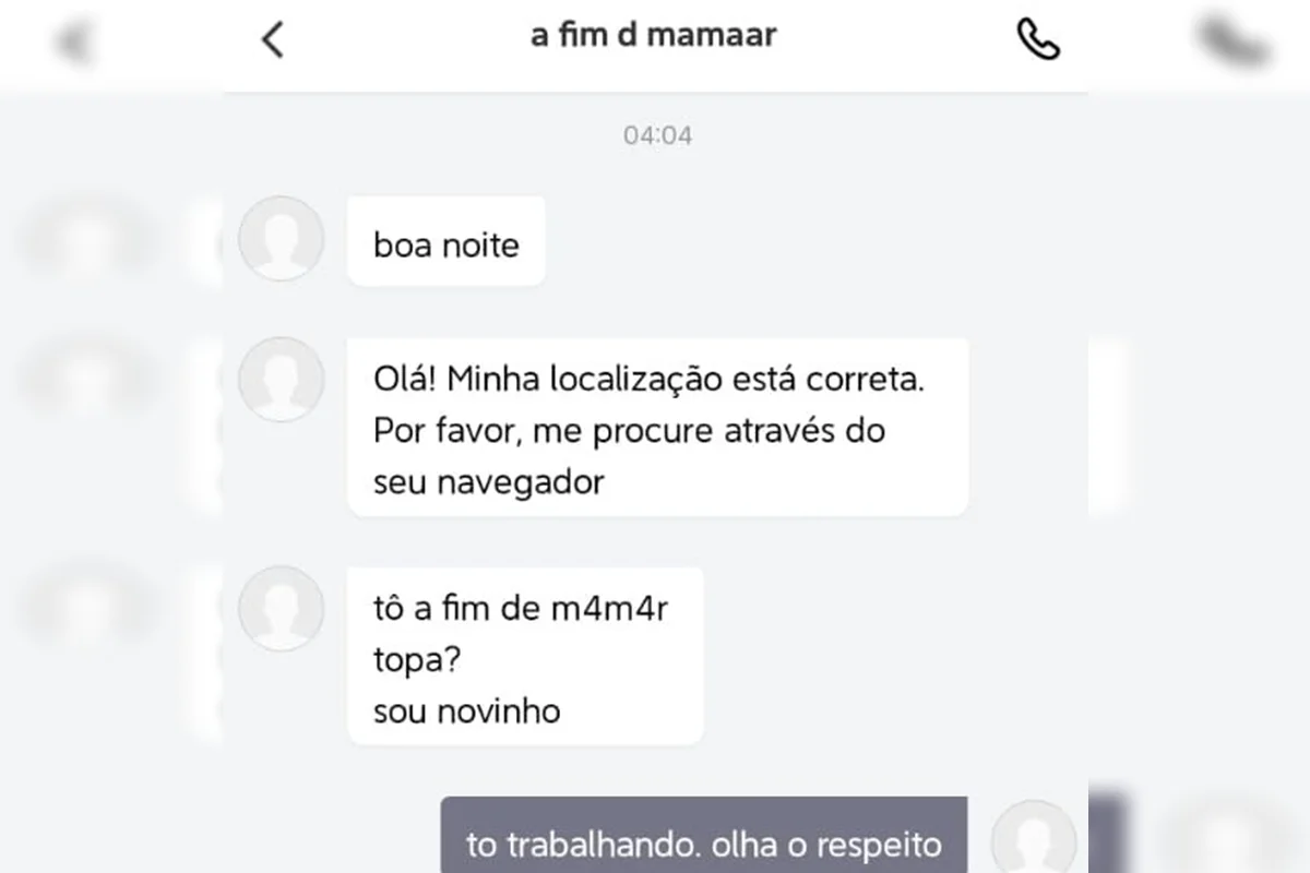 Mensagem enviada à motorista de aplicativo propõe sexo oral à trabalhador Mensagem enviada à motorista de aplicativo propõe sexo oral à trabalhador