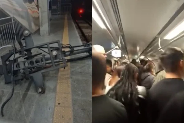 Pantógrafo cai durante operação da Linha 8-Diamante - Metrópoles
