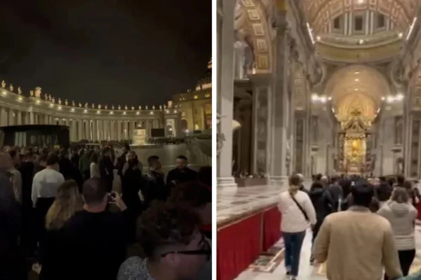 Montagem com fotos coloridas de cenas do funeral do papa Francisco - Metrópoles