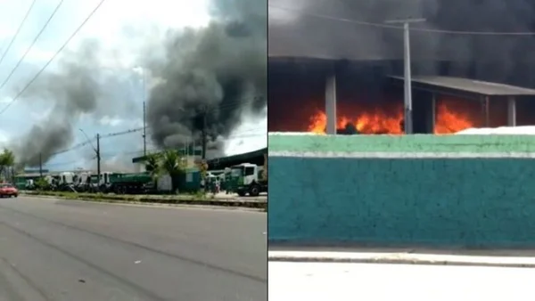 Incêndio de grandes proporções atinge empresa de reciclagem em Manaus