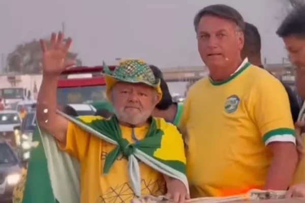 Imagem colorida de "Lula do bem" ao lado de Bolsonaro