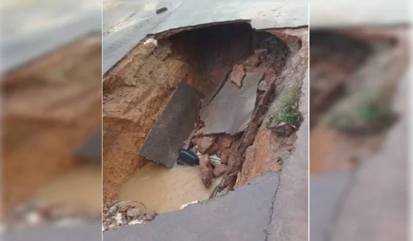 Cratera se abre após chuvas em Barreiras