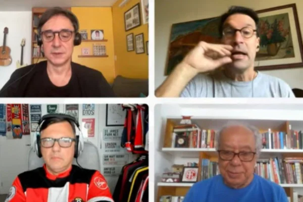 Imagem colorida de jornalista abandona programa esportivo por reclamação de colega