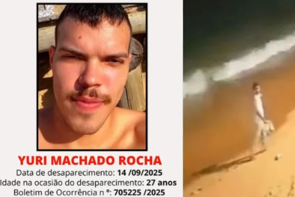Foto colorida de cartaz procurando desaparecido em Salvador Yuri Machado Rosa