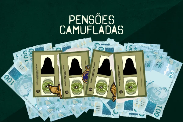 Ilustração de dinheiro, identidade, sobre pensões camufladas