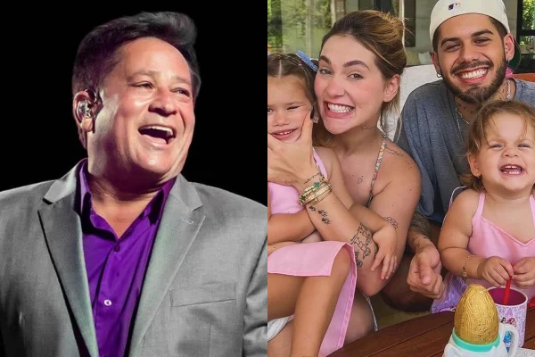 Montagem colorida de Leonardo, Virginia, Zé Felipe e as netas - Metrópoles