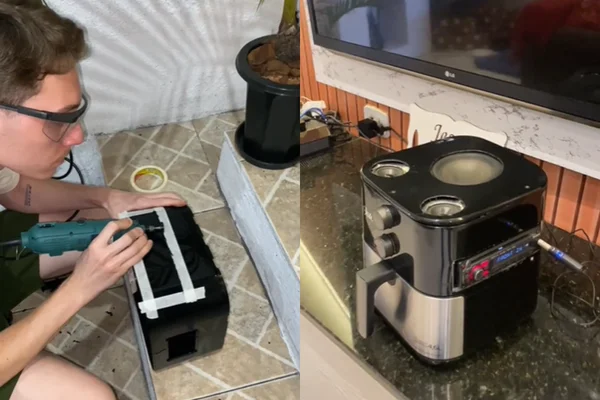 Multifuncional: brasileiro transforma air fryer em caixa de som