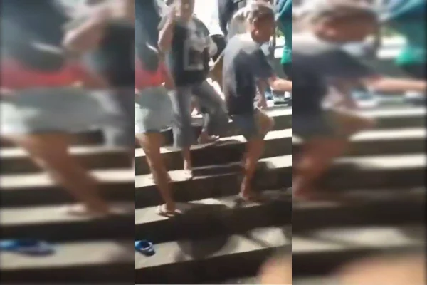 Captura de tela mostra pessoas correndo após tiroteio no Ceará - Metrópoles