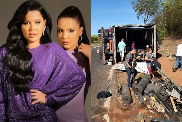 Carreta com equipamentos de Maiara & Maraisa tomba na estrada (Divulgação)