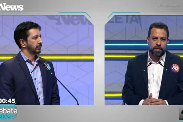 Ricardo Nunes e Guilherme Boulos em debate da TV Gazeta e canal MyNews