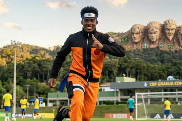 Foto gerada pelo Gemini mostra Endrick caracterizado como o personagem Naruto