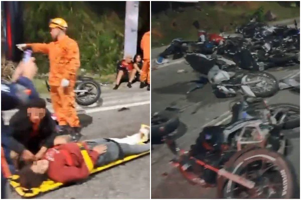 Grave acidente deixa oito motociclistas feridos durante "rolezinho"