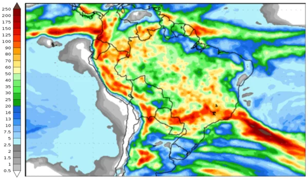 Imagem colorida de mapa do clima nas últimas semanas de dezembro - Metrópoles