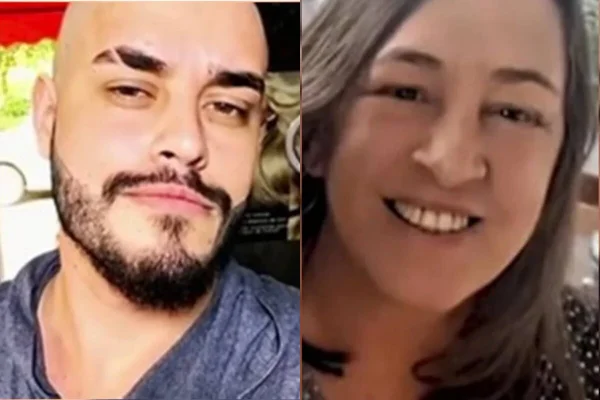 Montagem com dois retratos, sendo o da esuerda um jovem branco, careca, de barba preta e, a direita, uma mulher branca, de cabelos longos, sorrindo com os dentes a mostra - Metrópoles