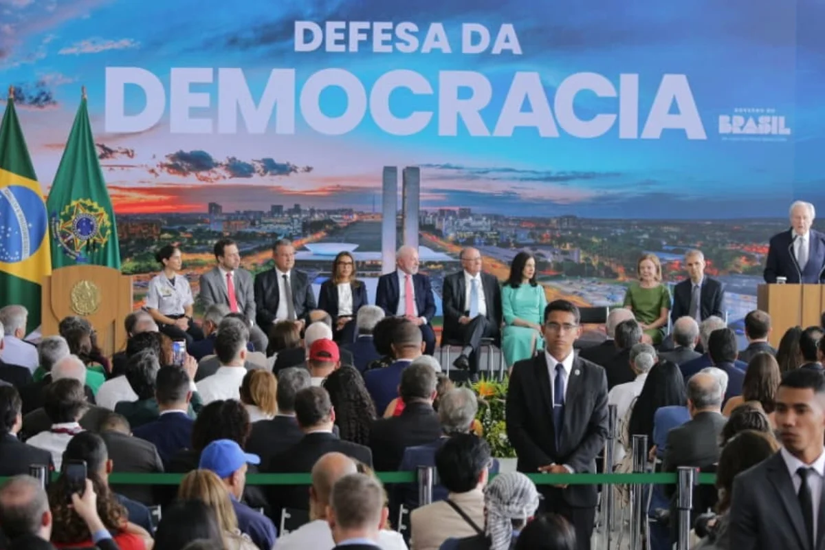 Mnistro da Justiça, Ricardo Lewandowski, participa de ato do 8 de Janeiro