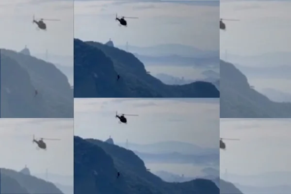 RJ: polícia usa helicóptero para resgatar esportista pendurado a 100m de altura