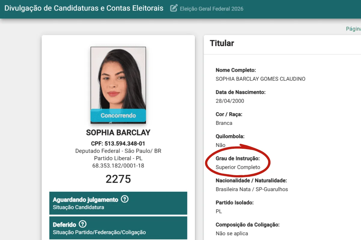 Barclay declarou possuir ensino superior completo durante registro de candidatura Barclay declarou possuir ensino superior completo durante registro de candidatura
