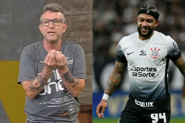 Imagem colorida do apresentador craque Neto e do jogador Memphis Deapy- Metrópoles
