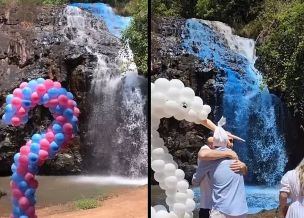 Homem que tingiu cachoeira de azul desdenha de críticas: “Ecochatos”