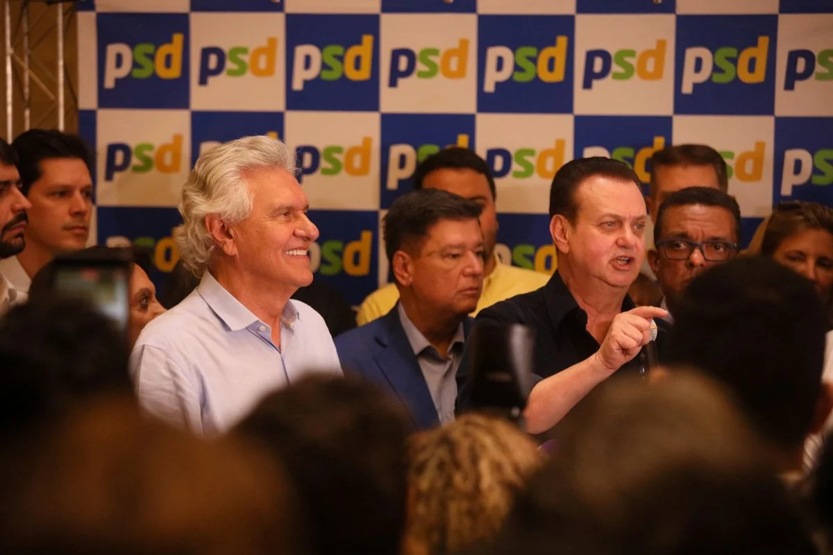 Ronaldo Caiado e Gilberto Kassab em coletiva antes de serem oficializados como candidatos em 2026 Ronaldo Caiado e Gilberto Kassab em coletiva antes de serem oficializados como candidatos em 2026