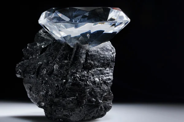 Imagem colorida de um diamente preso na pedra - Metrópoles