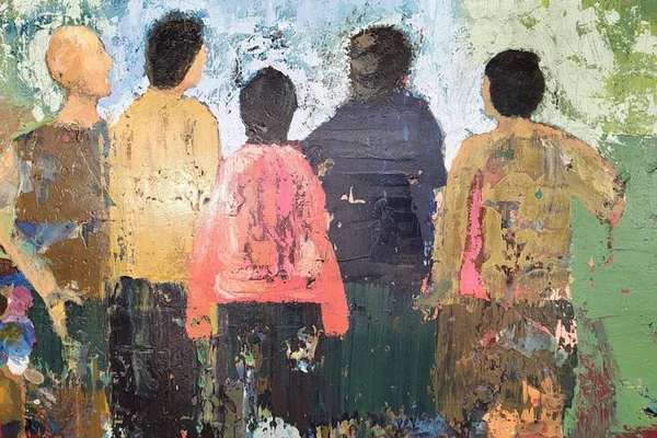 Foto colorida de quadros da Exposição Imersões Abstratas e Figurativas, de Paulo Araújo - Metrópoles