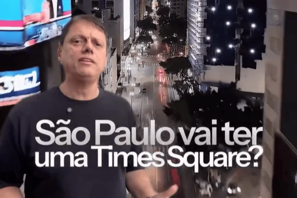 Com IA, Tarcísio promove versão turbinada da "Times Square Paulistana"