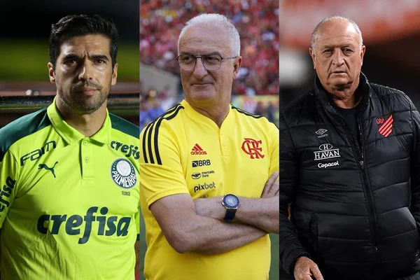 Abel Ferreira, Dorival Júnior e Luiz Felipe Scolari em montagem - Metrópoles