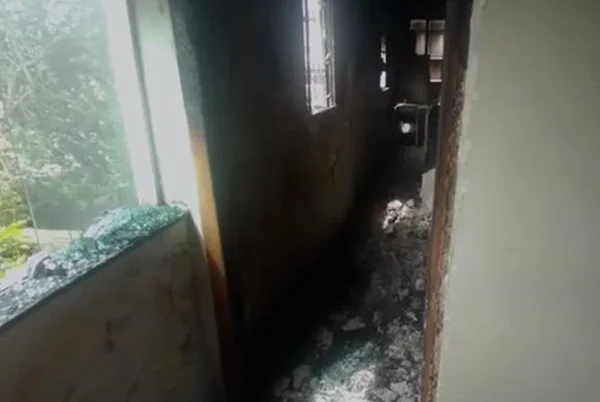 Imagem colorida de incêndio no Guará