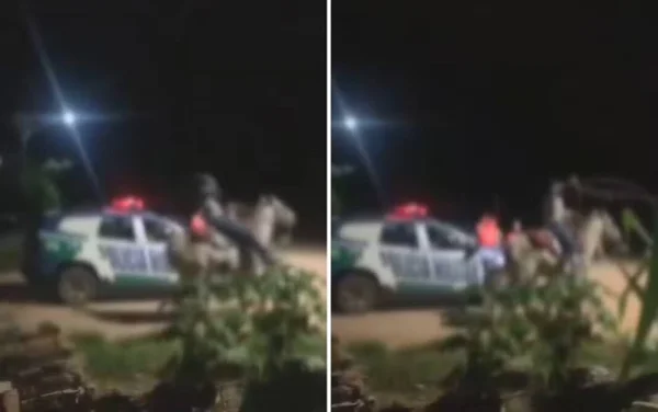 imagem colorida homem a cavalo é preso após laçar pm em goias