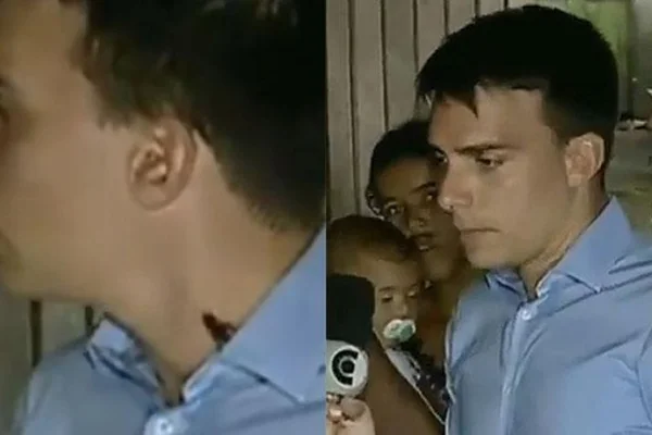 Barata cai em repórter durante passagem ao vivo e ele nem se importa