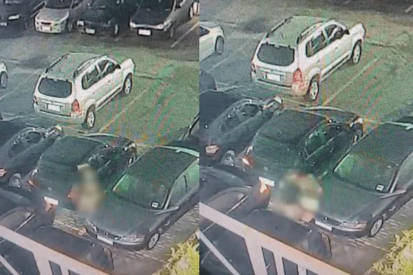 Câmera flagra homem agredindo a namorada em estacionamento de prédio