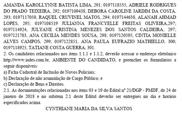PMDF convoca novos aprovados para curso de formação. Confira nomes - imagem 3 PMDF convoca novos aprovados para curso de formação. Confira nomes - imagem 3
