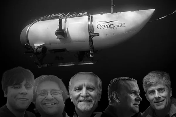 Colagem mostra submarino Titan e tripulantes que morreram durante tragédia - Metrópoles