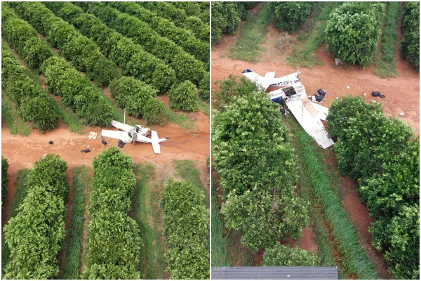 Imagem colorida mostra avião interceptado pela Fab - Metrópoles