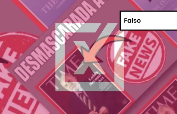 Imagem colorida de post falso sobre a capa de Lula na revista Time