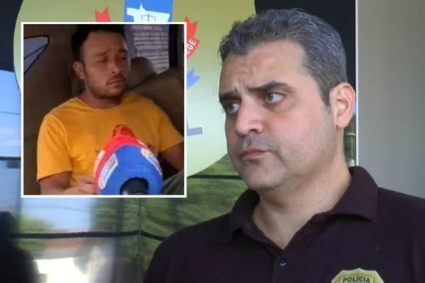 Imagem colorida mostra delegado e investigado no caso de chacina em Sorriso - metrópoles