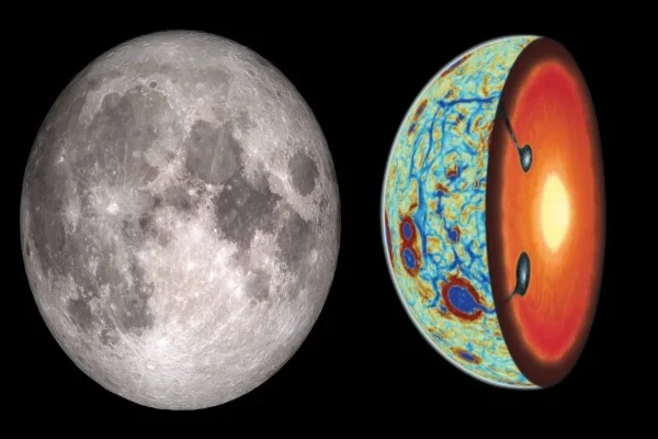 Imagem colorida da representação da Lua ao avesso - Metrópoles