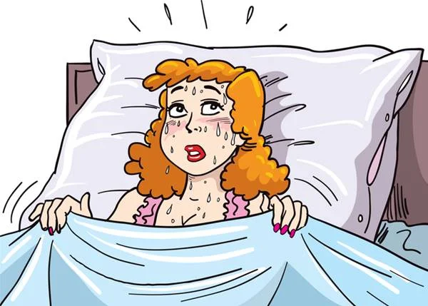 Ilustração representa ondas de calor da menopausa precoce