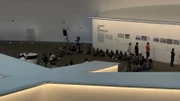 Alunos sendo apresentados à exposição 