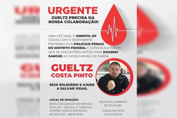 Arte com gota vermelha de sangue e foto de homem com textos