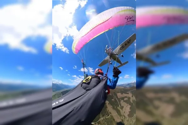 Parapentista sobrevive após colisão com avião durante voo