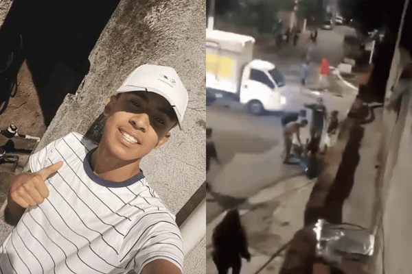 Colagem colorida de aluno morto em briga de escola da zona leste - Metrópoles