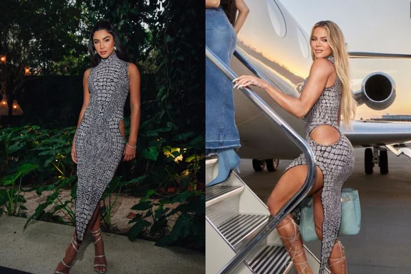 Apostando em visual elegante, Versiani usa look igual ao de Kardashian