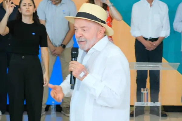 O presidente Lula, candidato à reeleição, durante evento em São José do Rio Preto (SP).