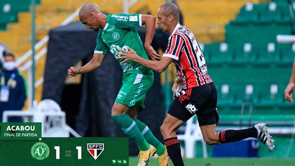 São Paulo empata com Chapecoense e amarga 3º jogo sem vencer