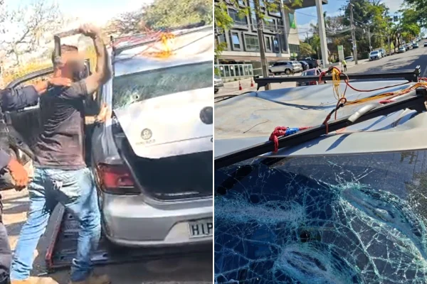 homem danifica próprio carro