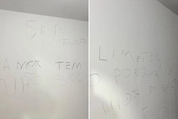 Veja o que escreveu na parede homem que matou esposa a facadas em SP